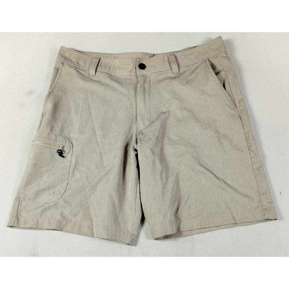 Magellan Outdoors Fish Gear Shorts Mens 34 Beige Cargo Water Repellent Stretch